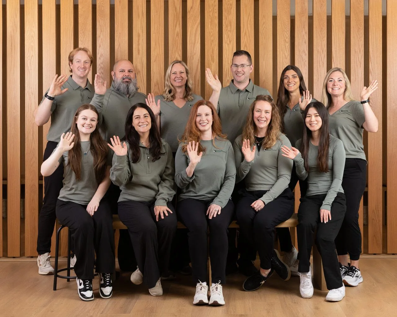 The Great Falls Physical Therapy team waving