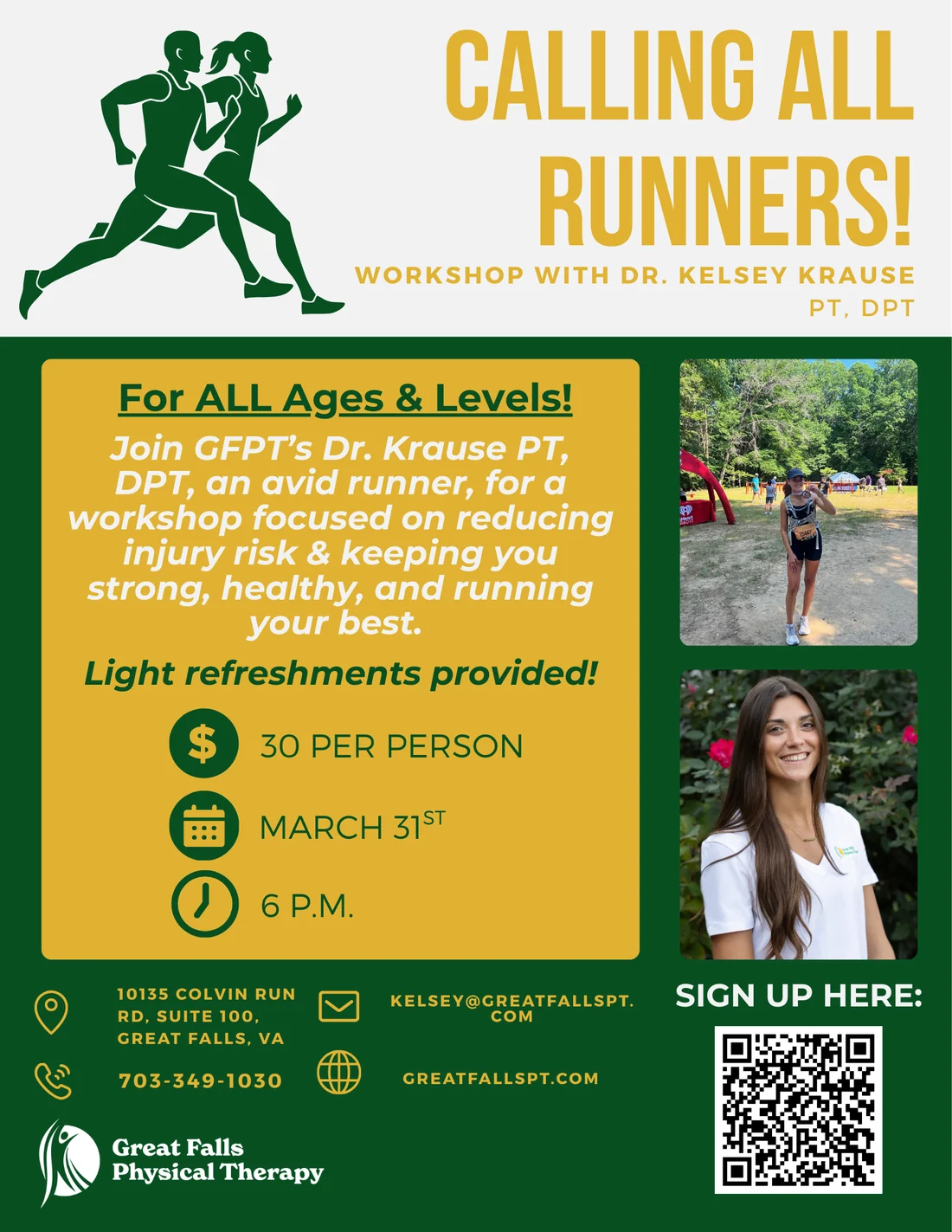 Flyer for GFPT Calling All Runners workshop in March