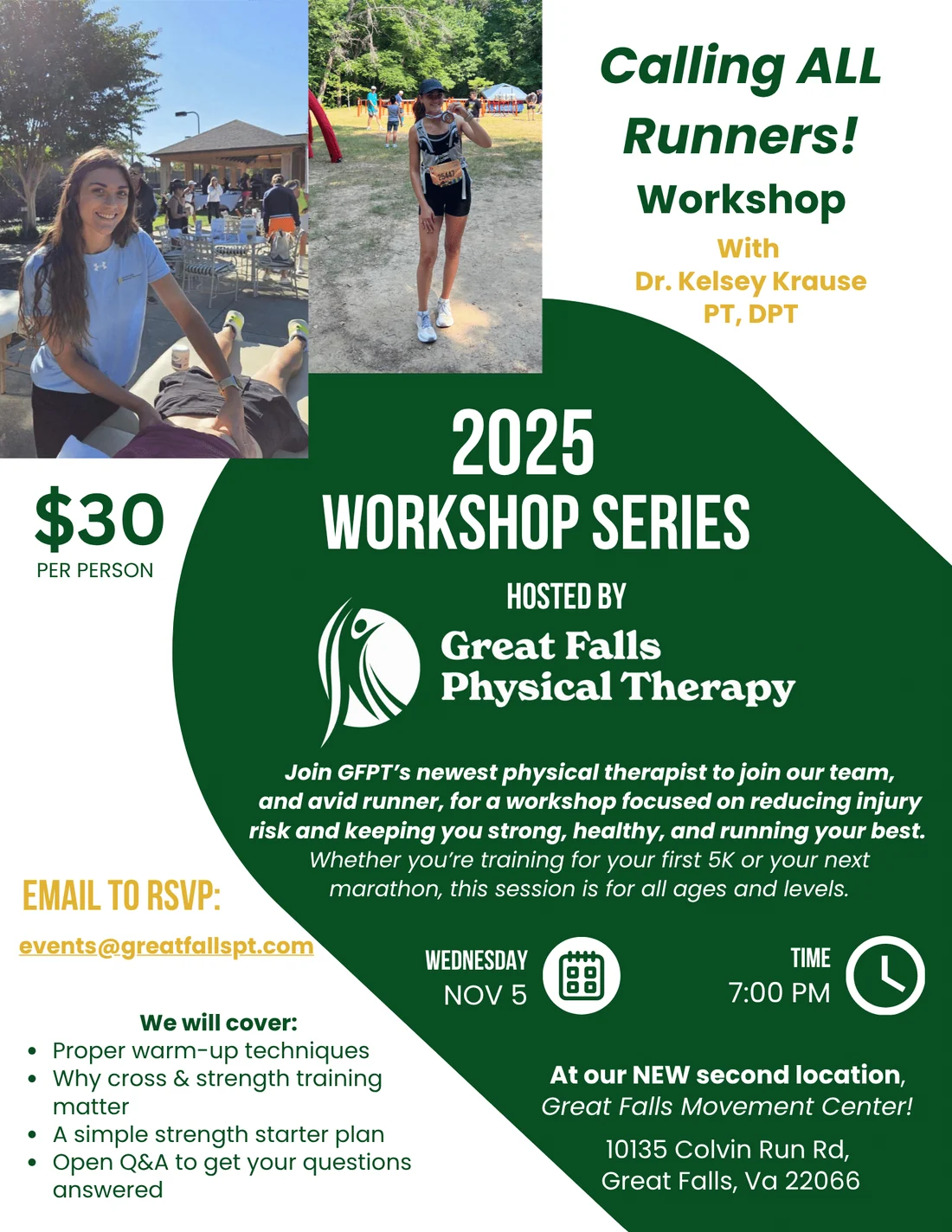 Flyer for GFPT Calling All Runners workshop in November