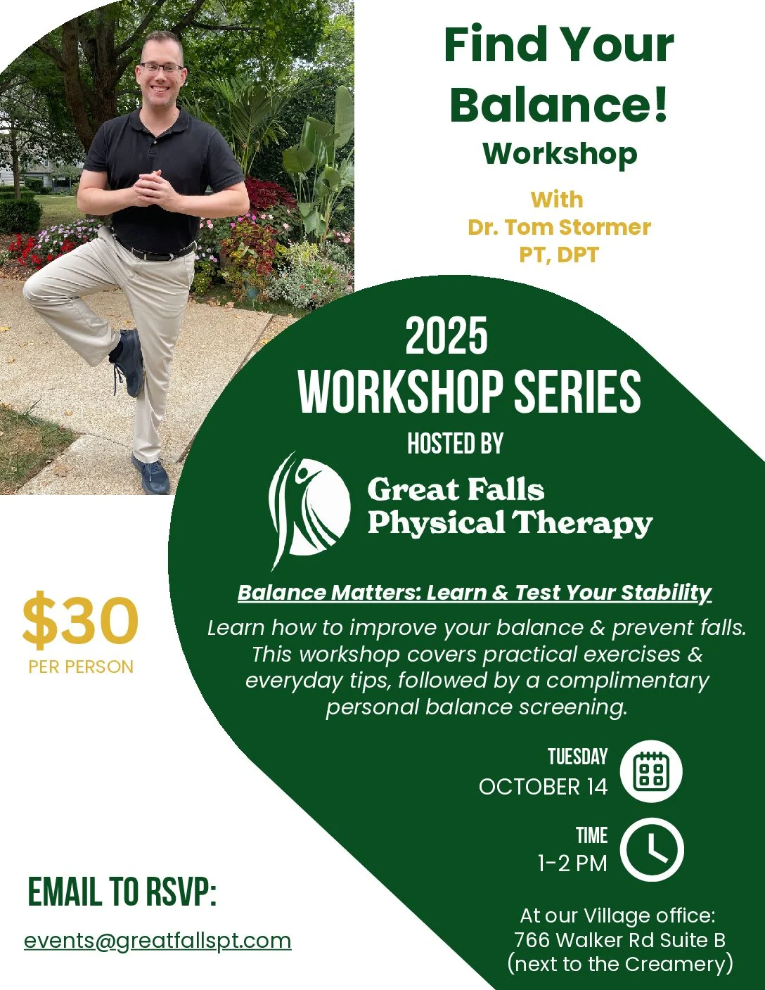 Flyer for GFPT Find Your Balance Workshop