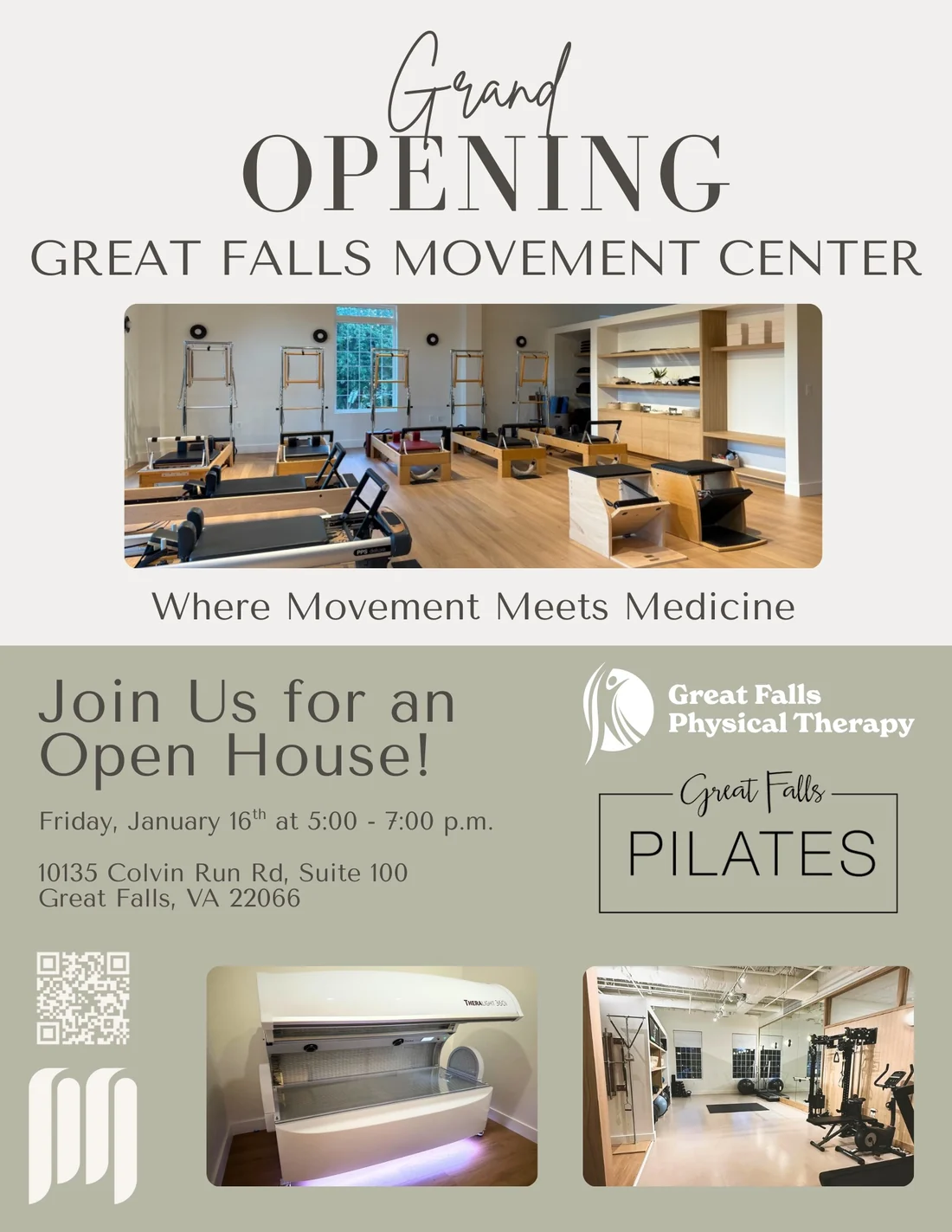 Flyer for Great Falls Movement Center Grand Opening