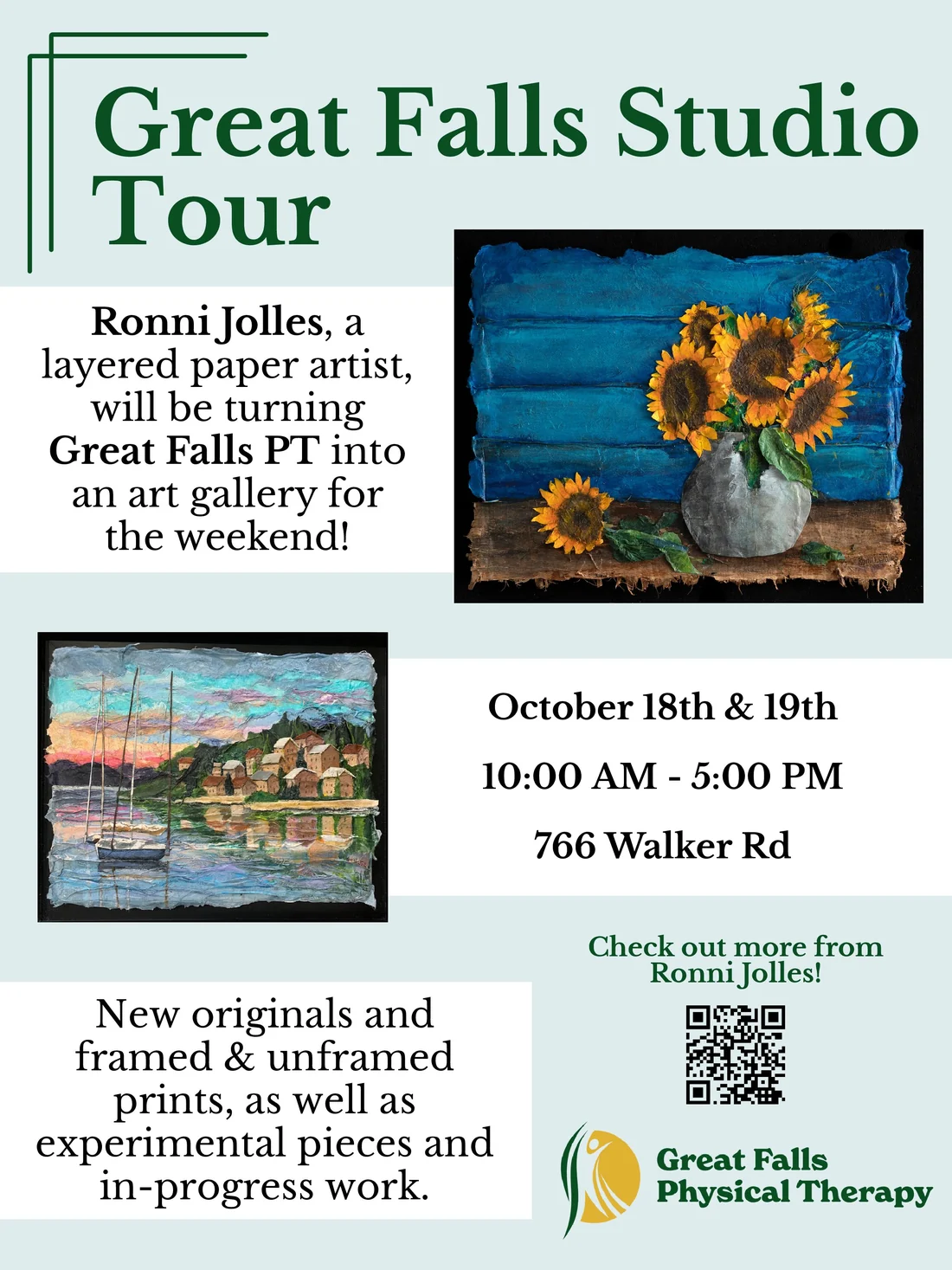 Flyer for Great Falls Studio Tour with Ronni Jolles
