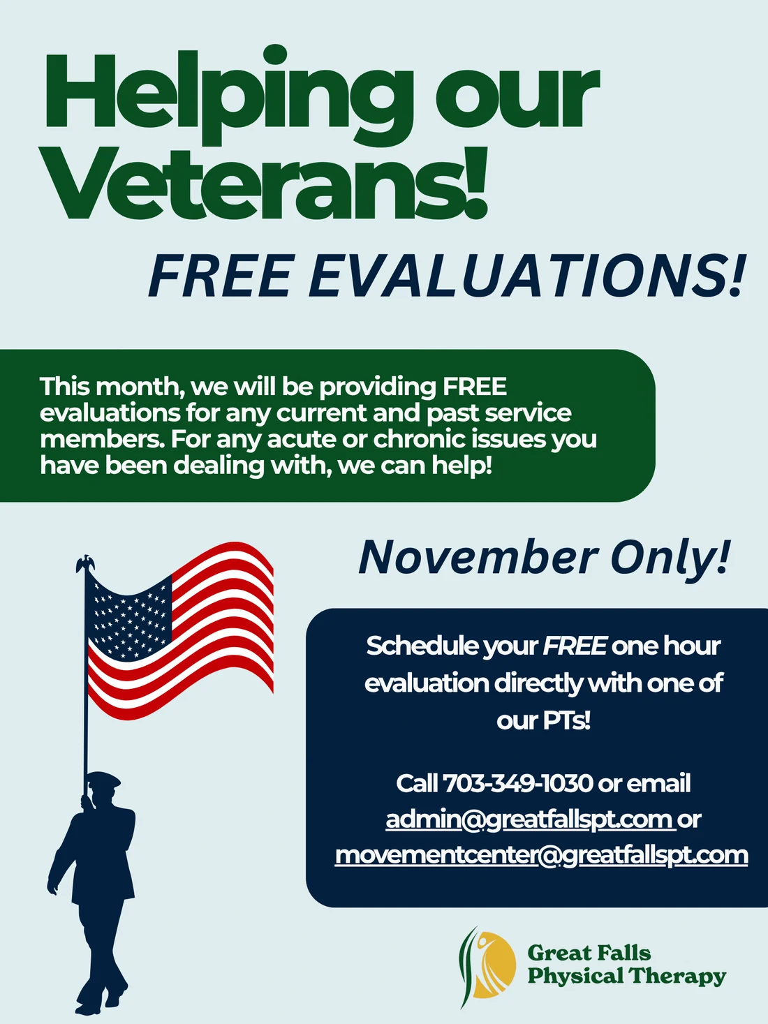 Flyer for GFPT Helping Our Veterans community wellness promotion