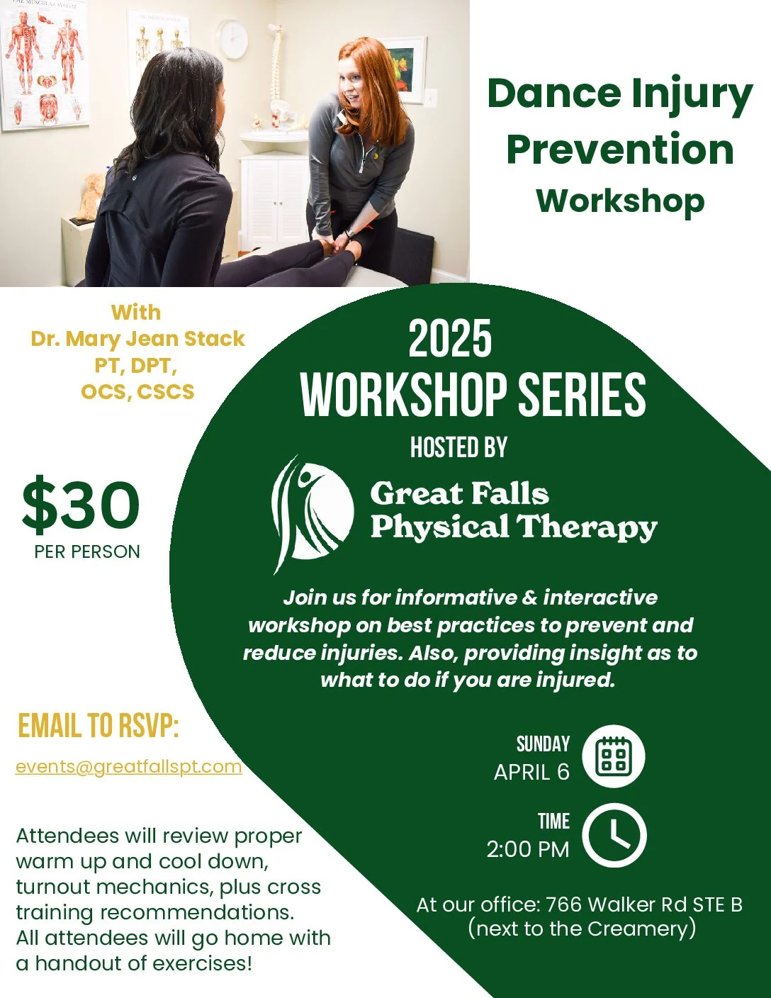 Flyer for Injury Prevention for Dancers Workshop