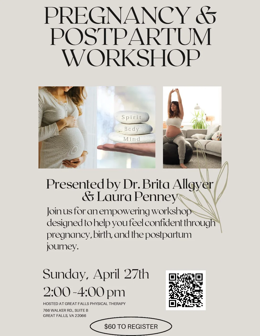 Flyer for Pregnancy and Postpartum Workshop at GFPT